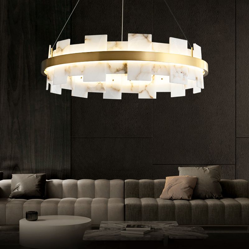 Cirella Mermer Dairesel Sarkıt Avize – Modern Minimalist Tasarım, Lüks Aydınlatma Ra-Avz- 4780-73-49