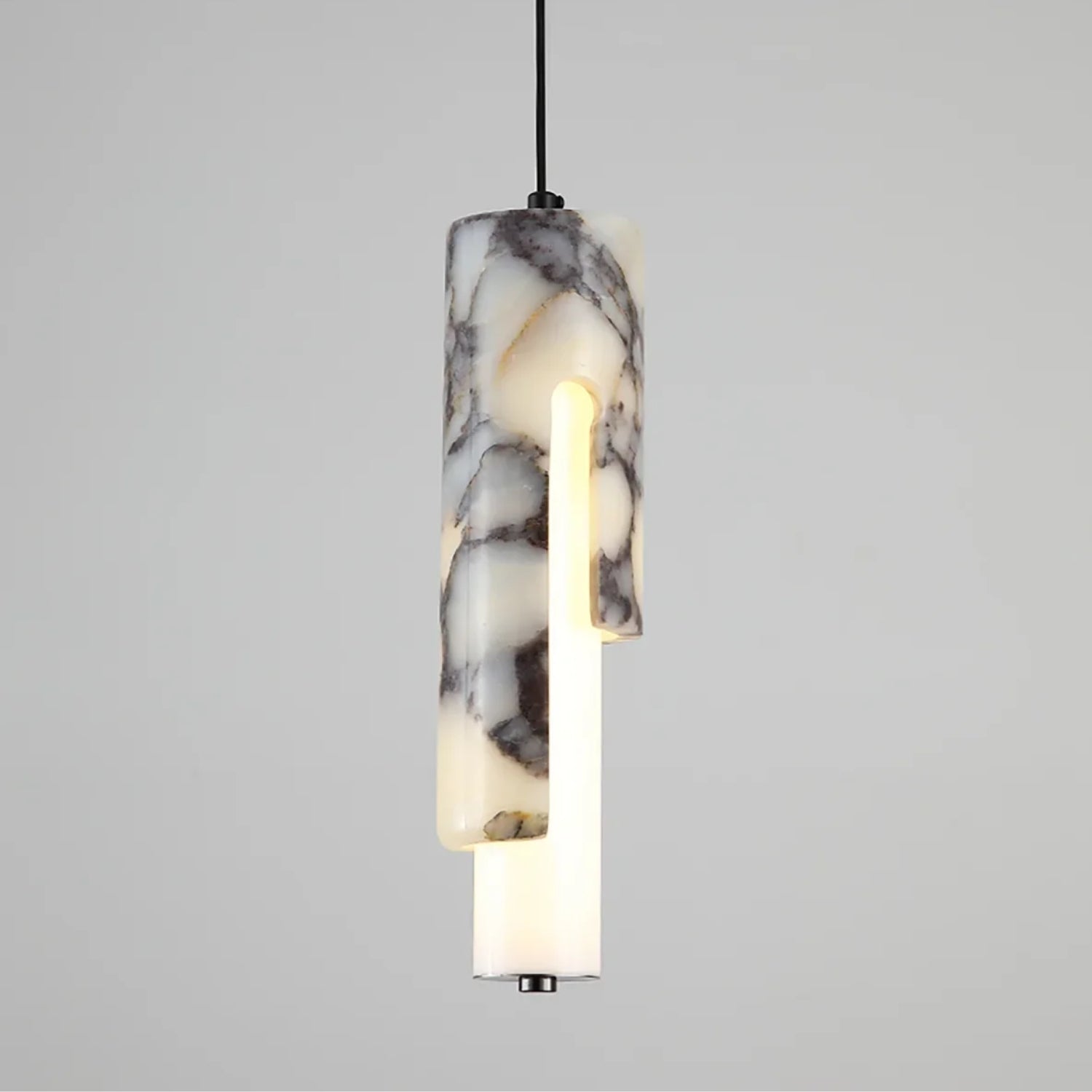 Cylindrical Marble Modern Lüks Asimetrik Kesim Doğal Mermer Sarkıt Avize (Cyl-Marb-Pend)