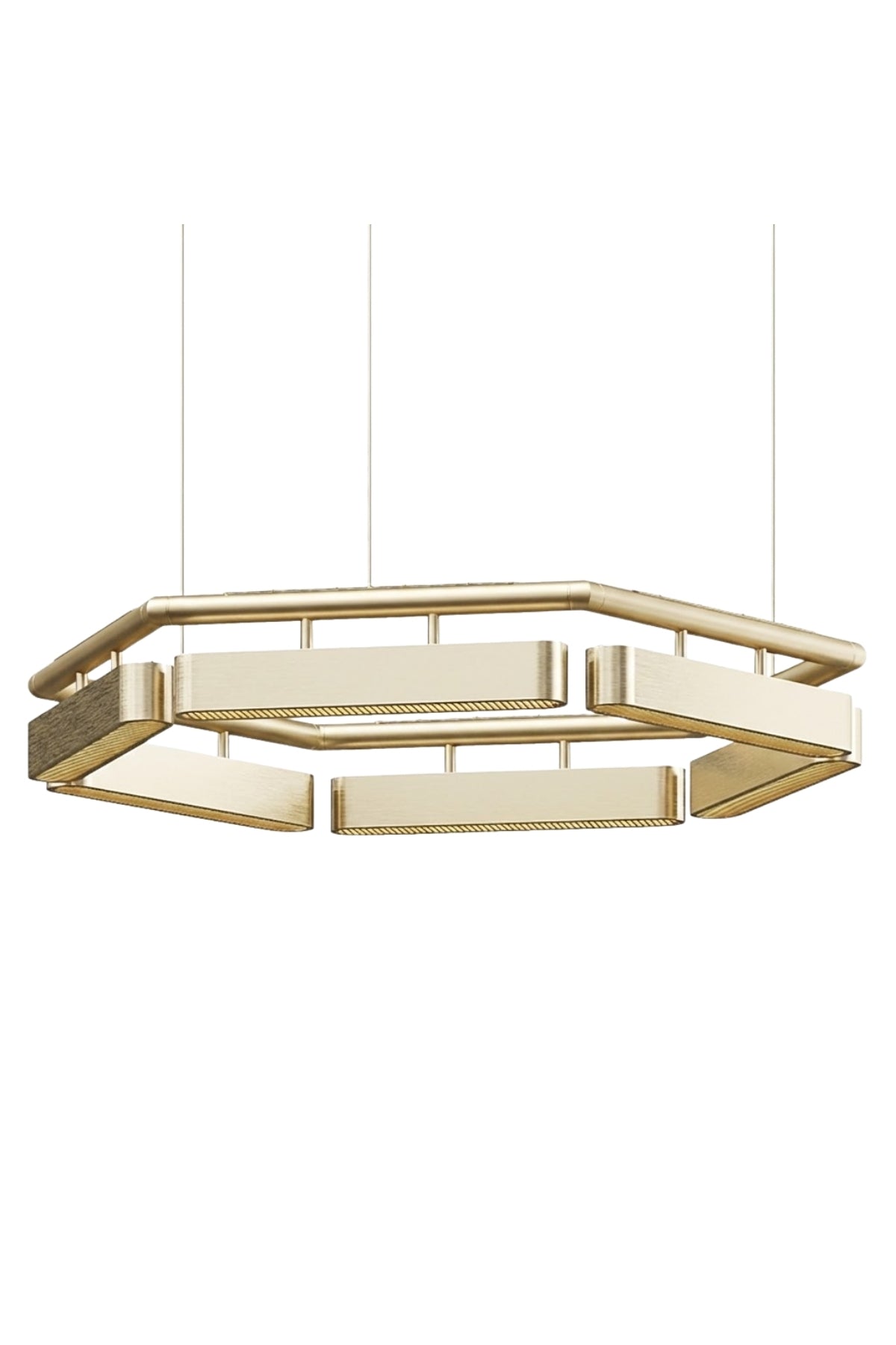 Fornexa Modern Altıgen Led Avize - Lüks Tasarım Mermer Desenli Ve Metalik Kaplama Salon Aydınlatması - Ra-Avz- 6083-26-50