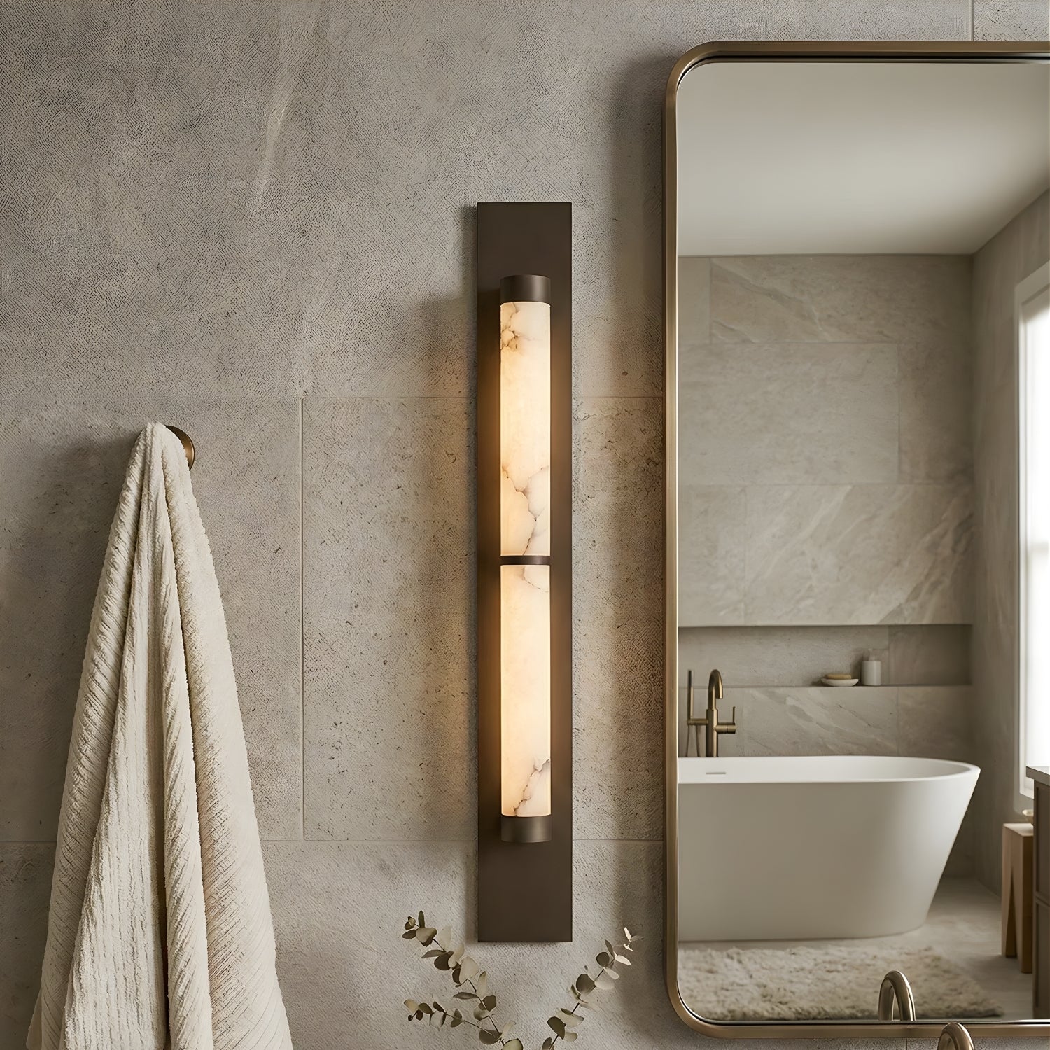 Geoxara Modern Lüks Lineer Doğal Alabaster Duvar Apliği (Geo-Lin-Wll)