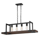 Lignum Doğal Ahşap Ve Siyah Metal Avize