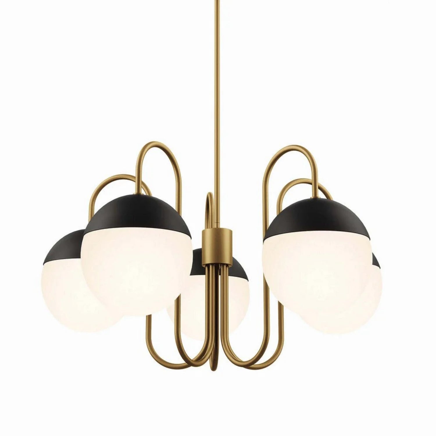Luxentra Modern 5 Kollu Sarkıt Avize - Kavisli Tasarım Opal Camlı Lüks Salon Ve Yemek Odası Aydınlatması