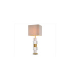 Marmor Lüks Modern Beyaz Mermer Ve Kristal Camlı Eskitme Altın Abajur 35 Cm Salon Yatak Odası Masa Lambası Mrm-51Ul