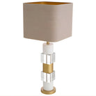 Marmor Lüks Modern Beyaz Mermer Ve Kristal Camlı Eskitme Altın Abajur 35 Cm Salon Yatak Odası Masa Lambası Mrm-51Ul