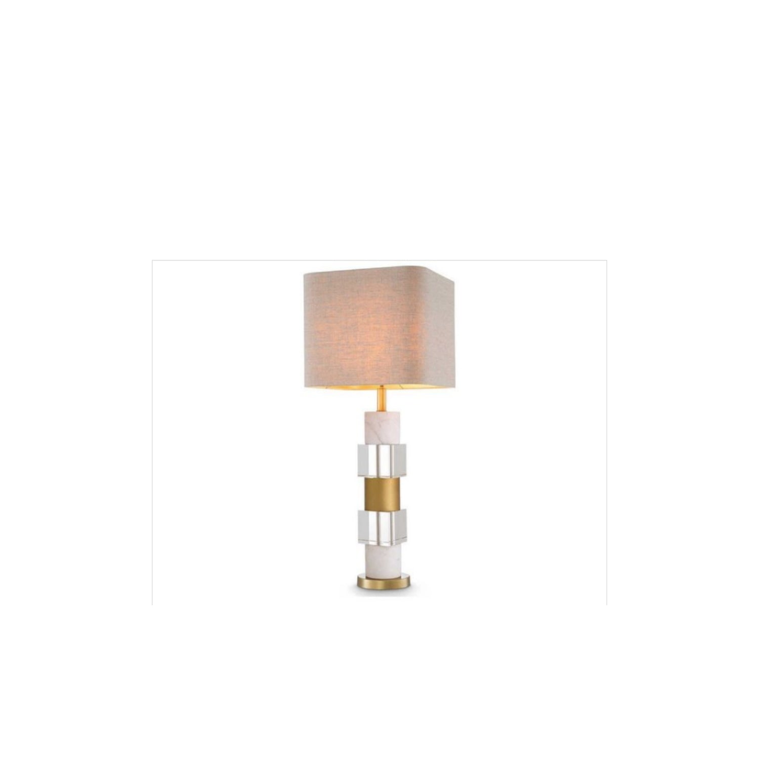 Marmor Lüks Modern Beyaz Mermer Ve Kristal Camlı Eskitme Altın Abajur 35 Cm Salon Yatak Odası Masa Lambası Mrm-51Ul