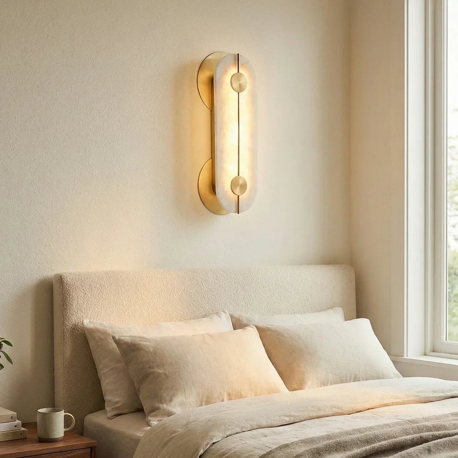 Obvarirox Modern Lüks Oval Doğal Alabaster Duvar Aplik (Obv-Ovl-Wll)