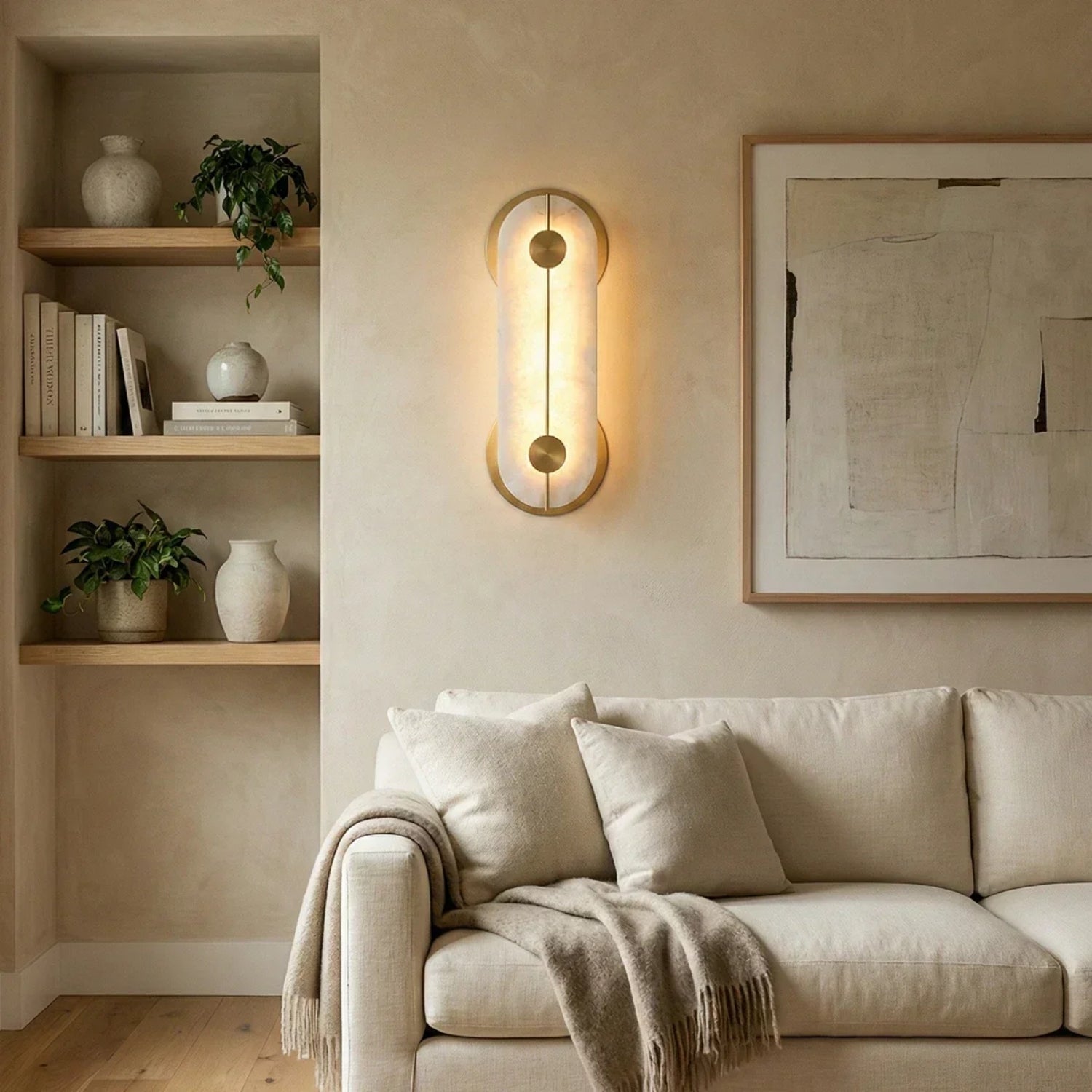 Obvarirox Modern Lüks Oval Doğal Alabaster Duvar Aplik (Obv-Ovl-Wll)