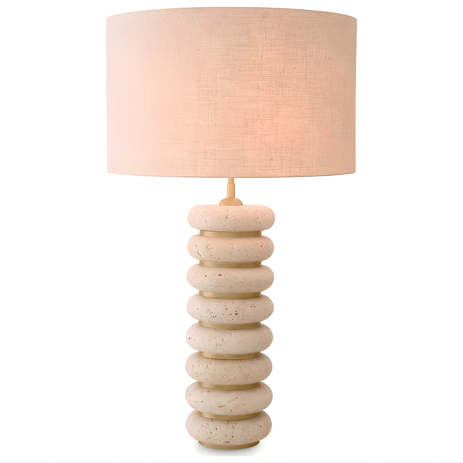 Pedra Lüks Modern Doğal Traverten Taşlı Eskitme Altın Abajur 50 Cm Salon Yatak Odası Masa Lambası Pdr-32Ul
