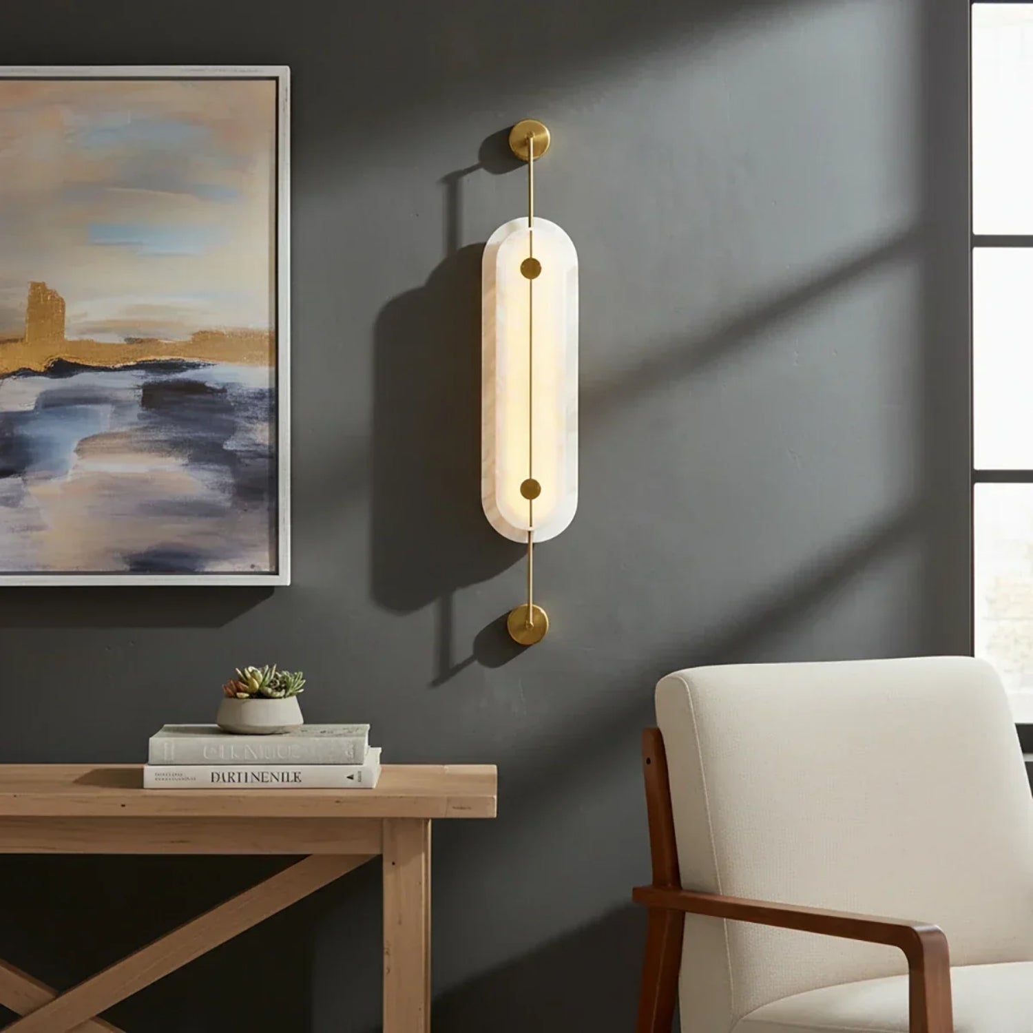 Solvanexara Modern Lüks İNce Oval Doğal Mermer Duvar Aplik (Slv-Ovl-Wll)