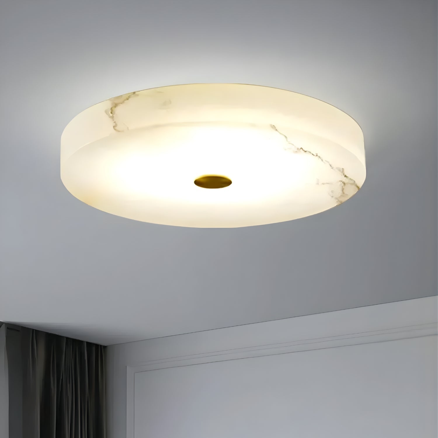 Sophirox Modern Lüks Dairesel Doğal Alabaster Taşlı Tavan Sıfır Avize (Soph-Rnd-Alb)