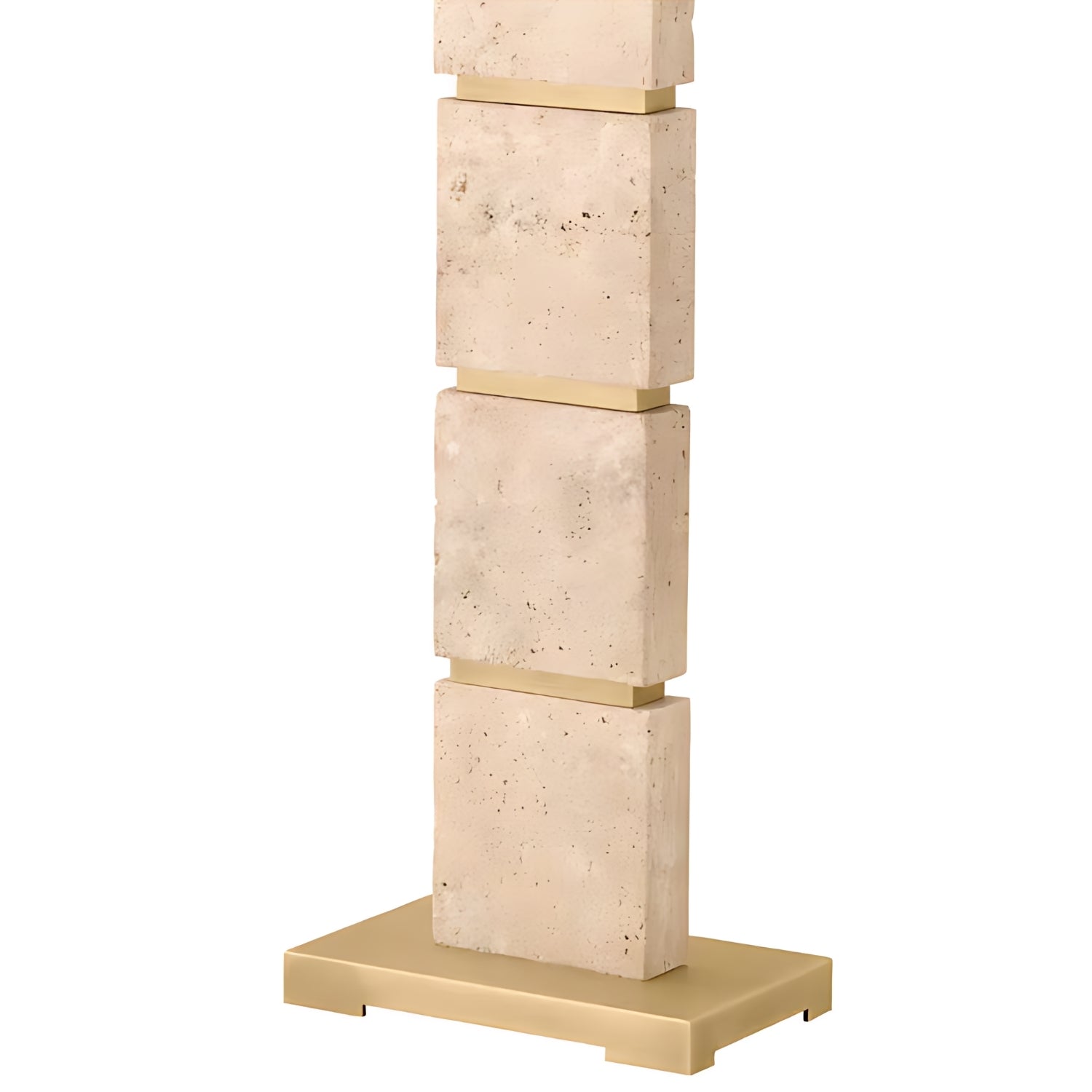 Toba Lüks Modern Doğal Traverten Taş Bloklu Eskitme Altın Lambader 55 Cm Salon Köşe Aydınlatması Tob-38Fl