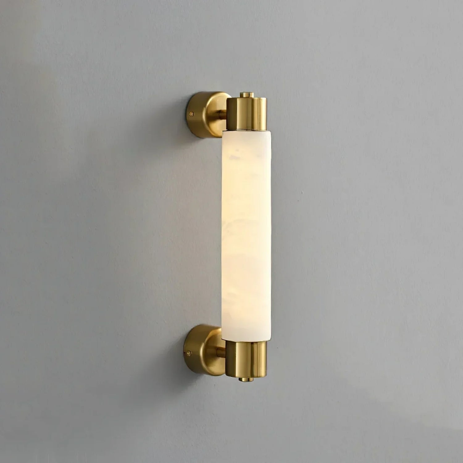 Tubixor Modern Lüks Silindirik Doğal Alabaster Taşlı Duvar Apliği (Tub-Cyl-Alb)