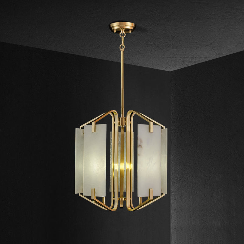 Valmera Mermer Avize – Altın Gövdeli, Modern Geometrik Tasarım Avize Ra-Avz- 4026-18-85