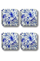 Rooms Design Studio-Bleu Blanc Cam Bardak Altlığı 4'lü Set-Bardak Altlığı-1-Milagron.com