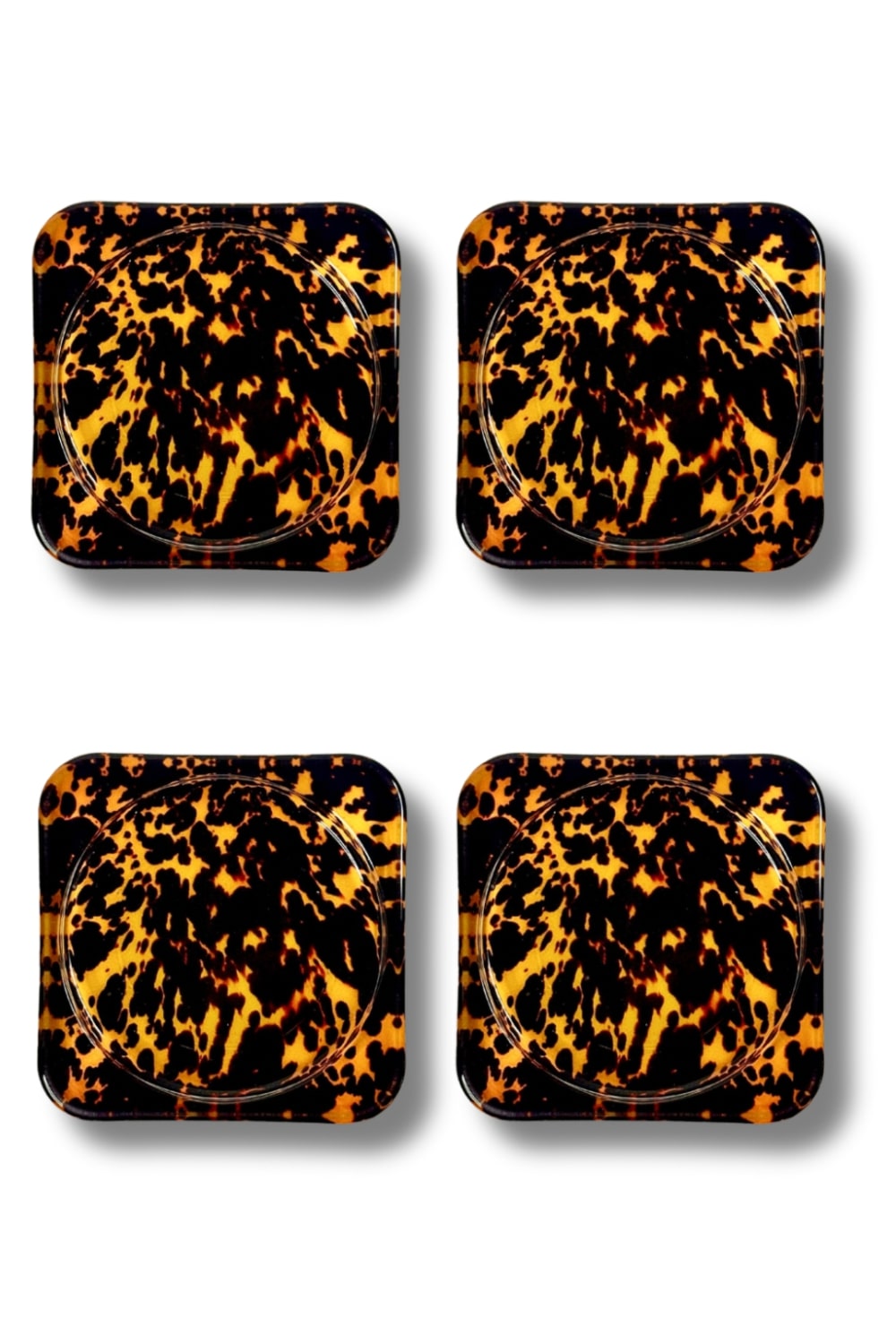 Rooms Design Studio-Tortoise Cam Bardak Altlığı 4'lü Set-Bardak Altlığı-1-Milagron.com