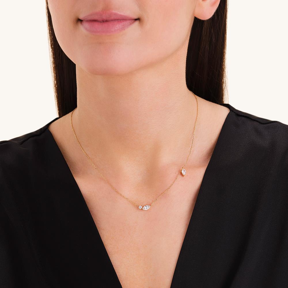 Rosefield Jnmsg.J1306 Altın Renk Karışık Kristal Çelik Kolye