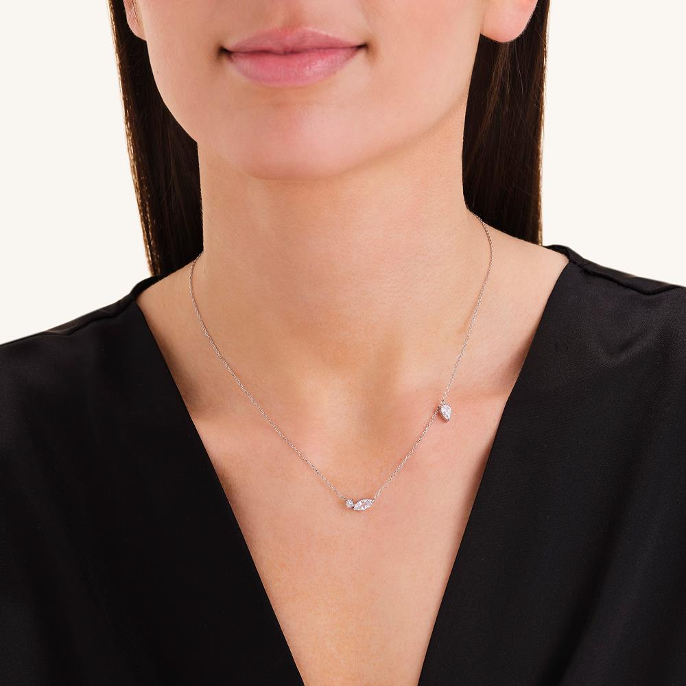 Rosefield Jnmss.J1327Gümüş Renk Karışık Kristal Çelik Kolye