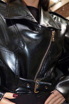 Kadın Acı Kahve Kalın Vatkalı Belden Kemerli Suni Deri Kısa Ceket Der01 - 16