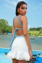 Roselenda-Roselenda Arka Sırt Kısmı Dekolte Beyaz Mini Elbise-Elbise-3-Milagron.com