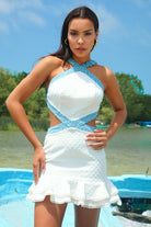 Roselenda-Roselenda Arka Sırt Kısmı Dekolte Beyaz Mini Elbise-Elbise-4-Milagron.com