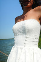 Roselenda-Roselenda Beyaz Bel Detaylı Mini Elbise-Elbise-3-Milagron.com