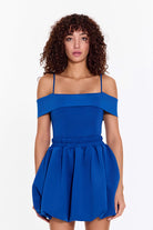SBNM-Blue Off Shoulder Top-Top-1-Milagron.com