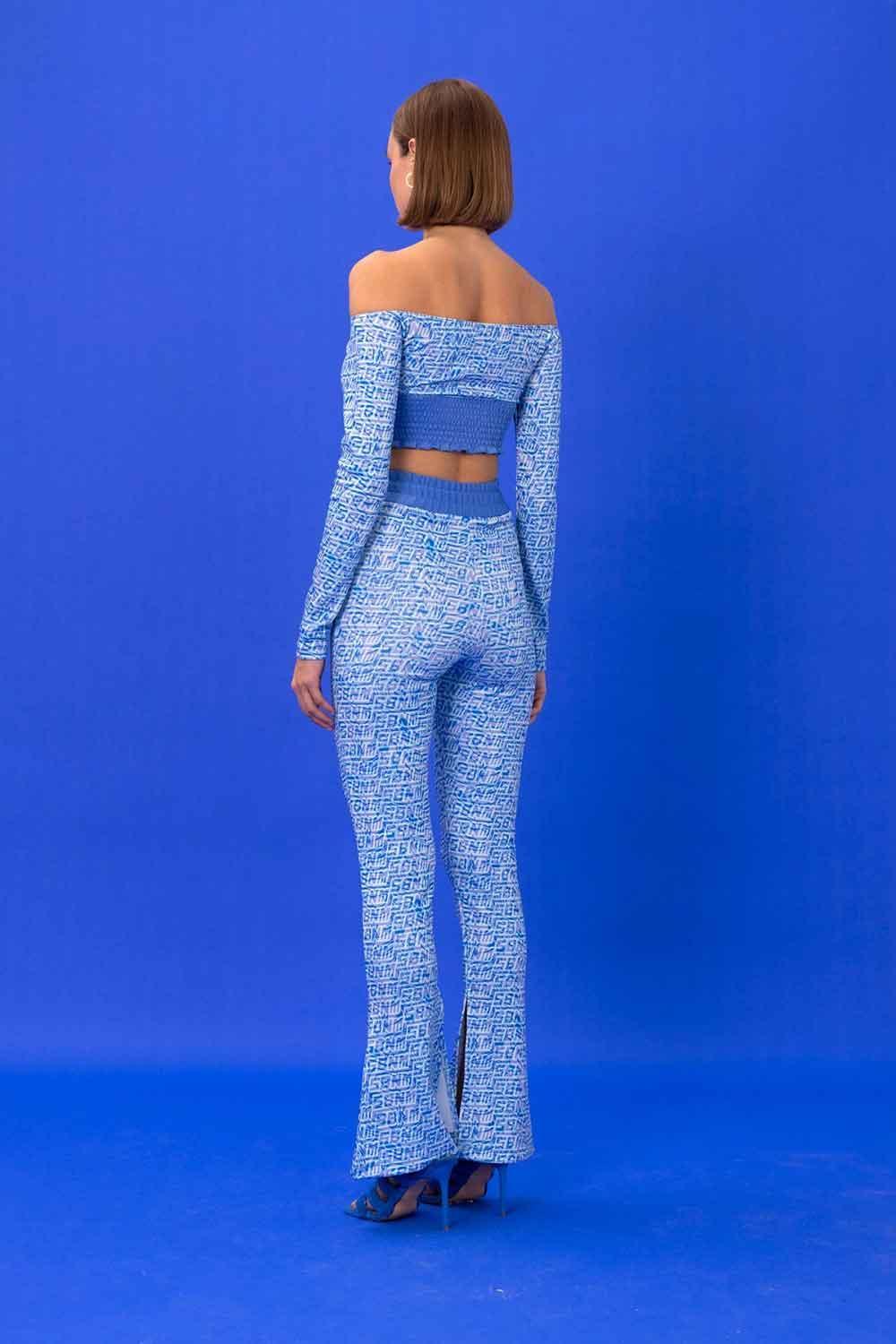 SBNM-Navy Logomania Biker Flare Pants-Pantolon-3-Milagron.com