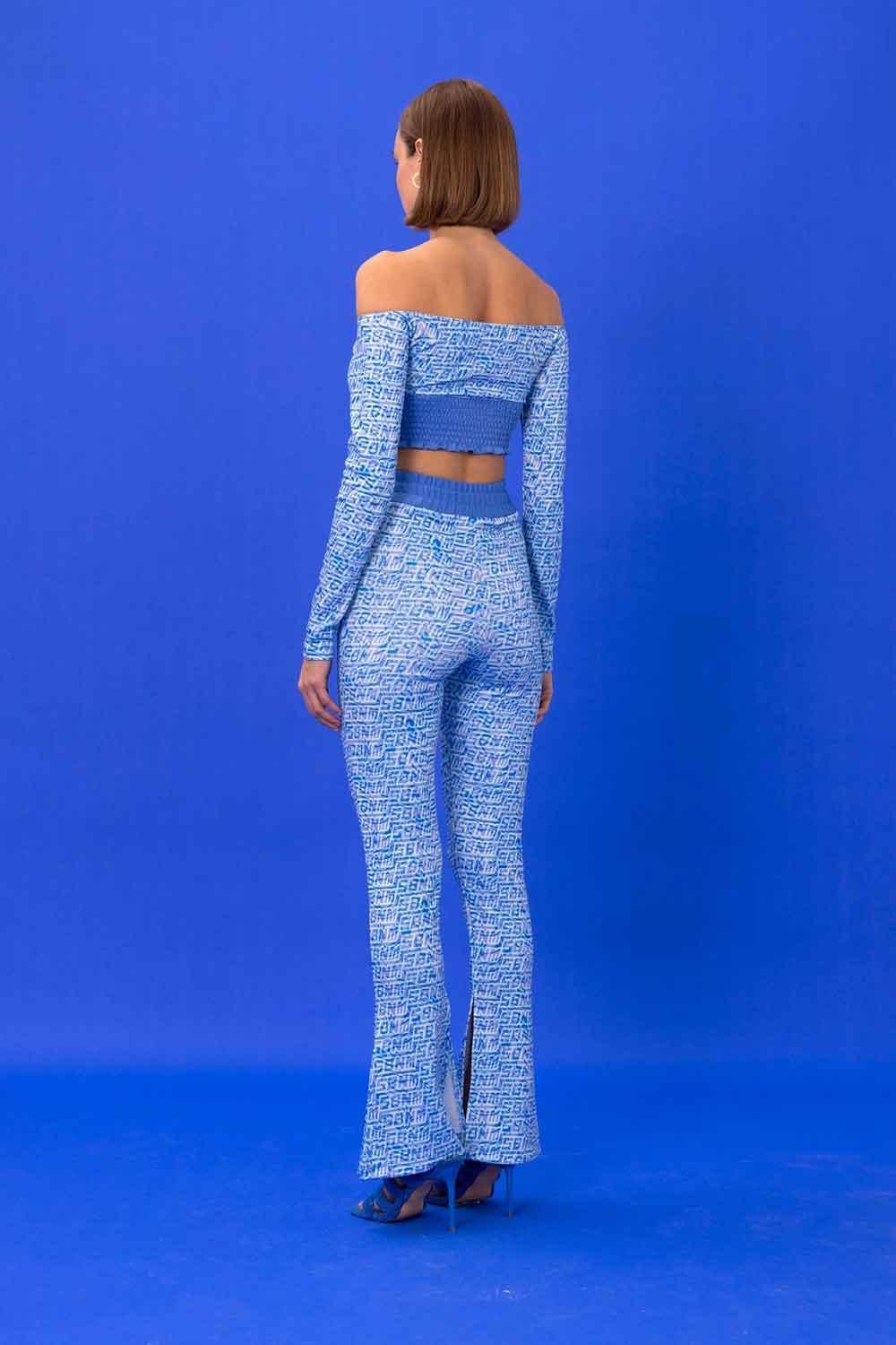 SBNM-Navy Logomania Crop Top-Top-2-Milagron.com