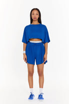 SBNM-Pull On Yoga Shorts In Blue-Şort-1-Milagron.com