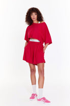 SBNM-Pull On Yoga Shorts In Pink-Şort-4-Milagron.com