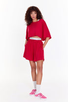 SBNM-Pull On Yoga Shorts In Pink-Şort-6-Milagron.com
