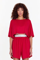 SBNM-Pull On Yoga Tee In Pink-T-Shirts-1-Milagron.com