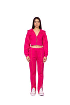 SBNM-Ruby Pink Zip Up Cropped Hoodie-Sweatshirts & Hoodies-6-Milagron.com