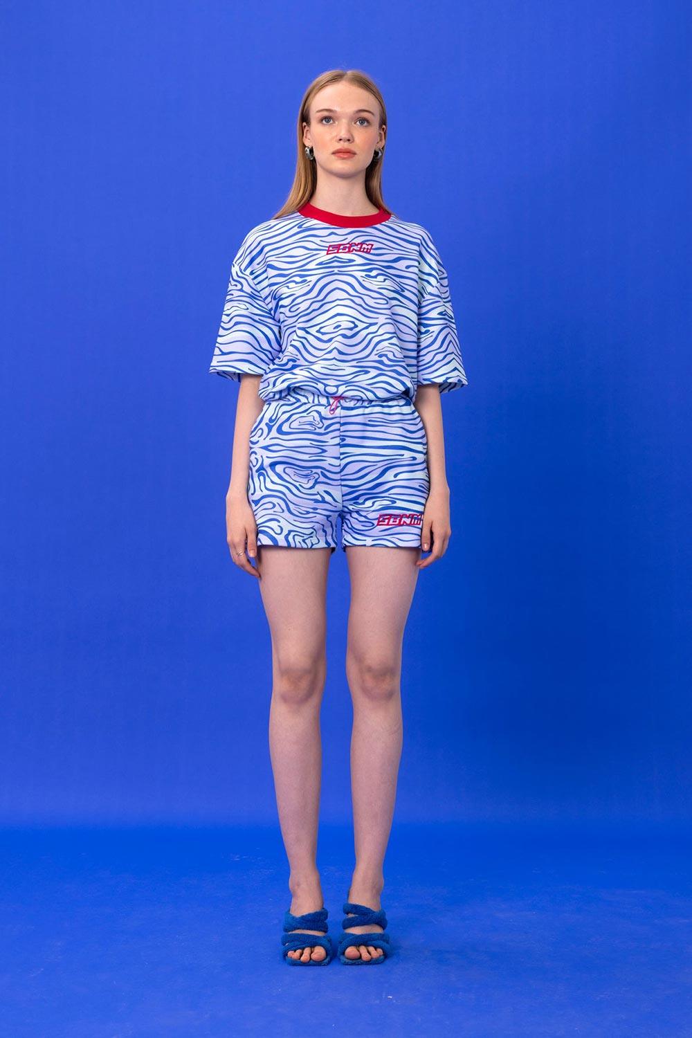 SBNM-Seasta Blue Cotton Blend Short-Şort-1-Milagron.com