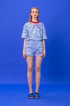 SBNM-Seasta Blue Cotton Blend Short-Şort-1-Milagron.com