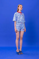 SBNM-Seasta Blue Cotton Blend Short-Şort-2-Milagron.com