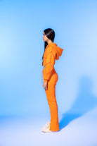 SBNM-Vivid Flame Orange Zip Up Cropped Hoodie-Sweatshirts & Hoodies-2-Milagron.com