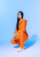 SBNM-Vivid Flame Orange Zip Up Cropped Hoodie-Sweatshirts & Hoodies-6-Milagron.com