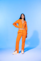 SBNM-Vivid Flame Orange Zip Up Cropped Hoodie-Sweatshirts & Hoodies-7-Milagron.com