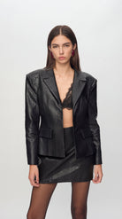 Broole Vegan Leather Blazer In Black