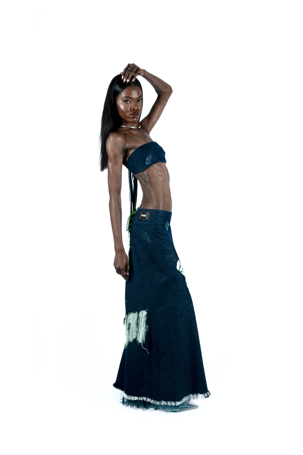 Saint Alen-Haze Denim Skirt-Etek-2-Milagron.com