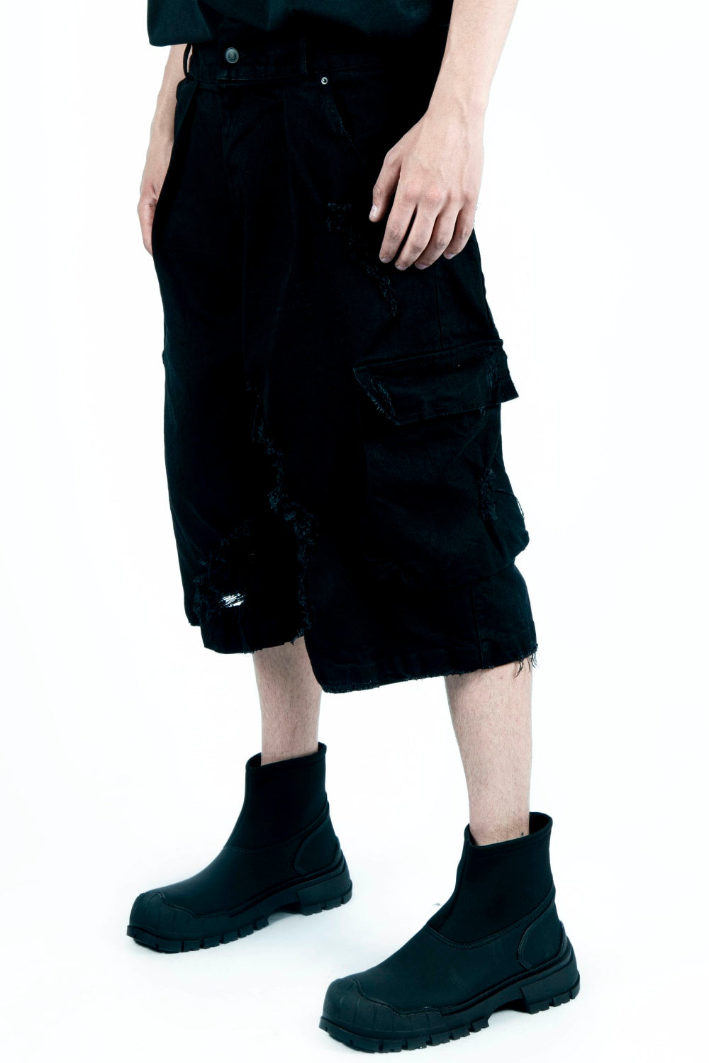 Saint Alen-Rebel Black Denim Short-Şort-7-Milagron.com