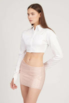 Saléa-Clear Shirt With Back Details Oversize Crop Shirts-Gömlek-1-Milagron.com