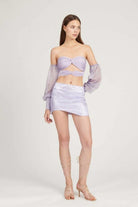 Saléa-Gilded Top With Chiffen Sleeves And Draped Details-Top-2-Milagron.com