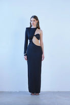 Saléa-Midnight Allure In Midi-Elbise-1-Milagron.com
