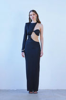 Saléa-Midnight Allure In Midi-Elbise-3-Milagron.com