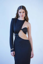 Saléa-Midnight Allure In Midi-Elbise-4-Milagron.com