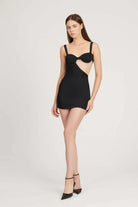 Saléa-Pearl Cut Out Detail Black Dress-Elbise-2-Milagron.com