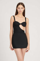 Saléa-Pearl Cut Out Detail Black Dress-Elbise-3-Milagron.com