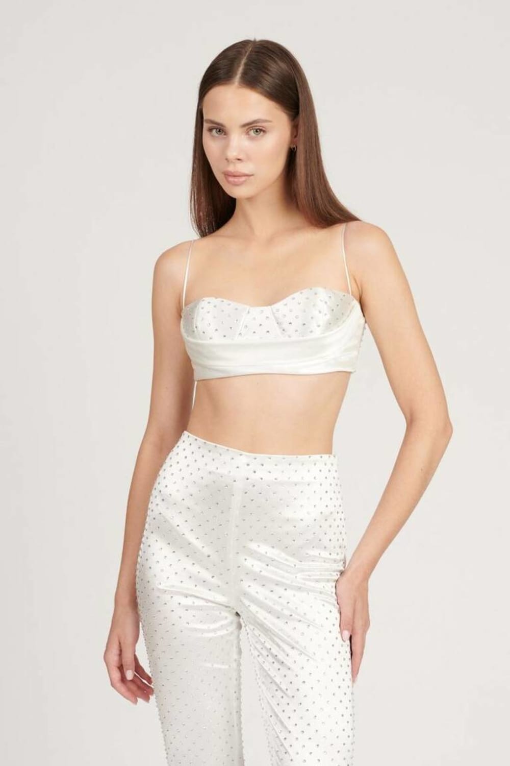 Saléa-Sirius Stone Detail Crop Top-Top-1-Milagron.com